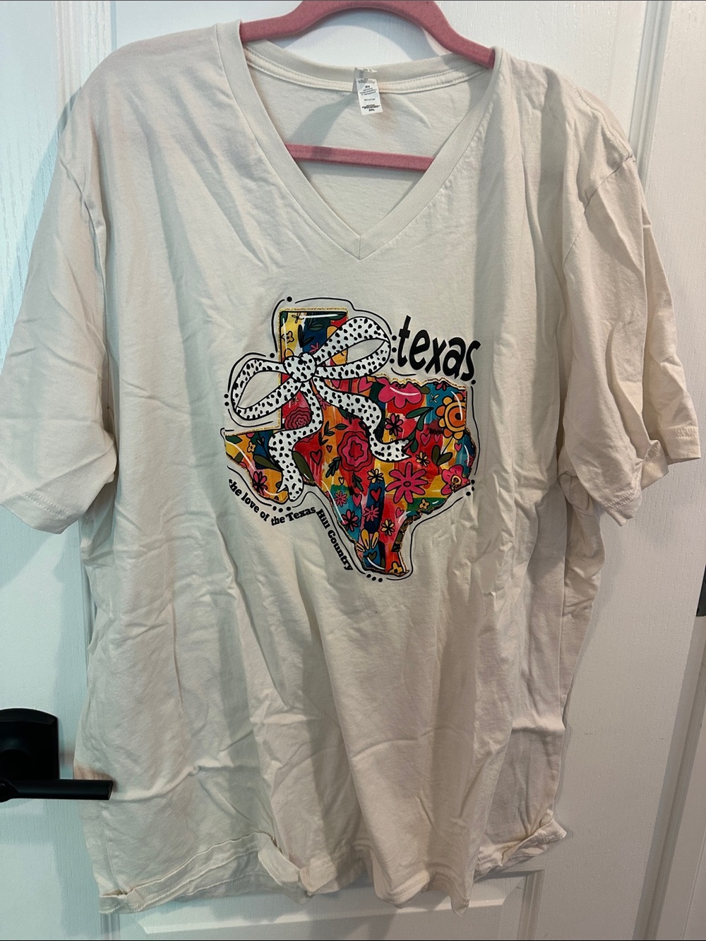 Bella Canvas Women's Long Sleeve Tee Cream with Multicolor Texas Graphic